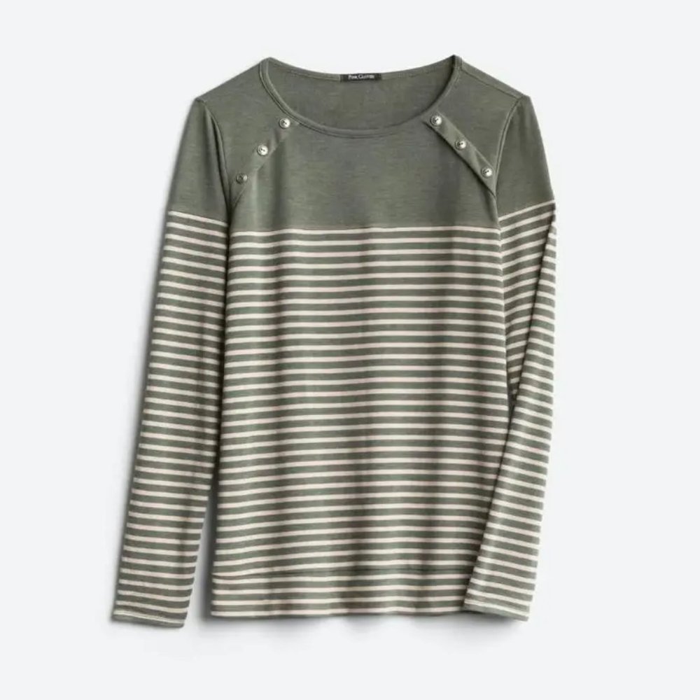 Size Large PINK CLOVER Luna Button Detail Brushed Knit Top